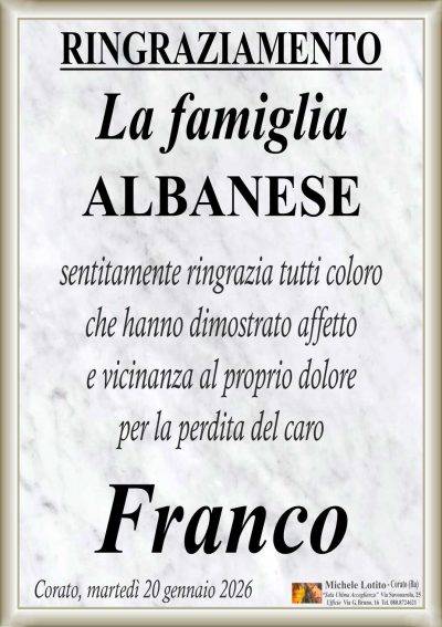 ALBANESE Franco RINGRAZIAMENTO ML MARMO