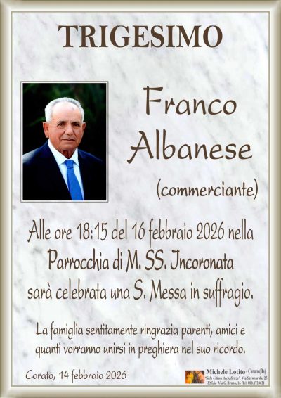 ALBANESE Franco trigesimo ML MARMO