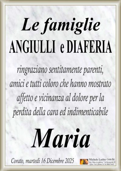 ANGIULLI Maria RINGRAZIAMENTO ML MARMO OK CORNICI