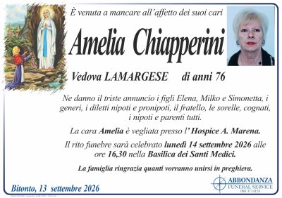 ANNUNCIO AMELIA CHIAPPERINI