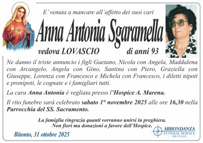 ANNUNCIO - ANNA ANTONIA SGARAMELLA