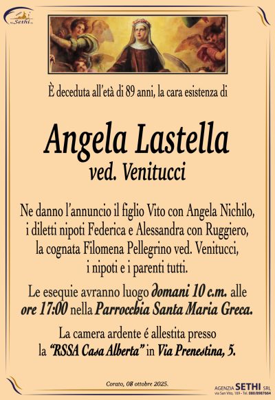ANNUNCIO Angela Lastella ved. Venitucci senza foto