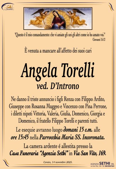 ANNUNCIO Angela Torelli ved. D'Introno senza foto
