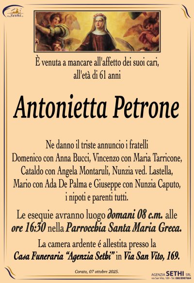 ANNUNCIO Antonietta Petrone senza foto