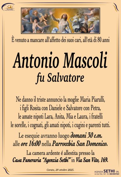 ANNUNCIO Antonio Mascoli fu Salvatore senza foto