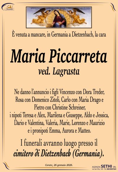 ANNUNCIO COMMISSIONE Maria Piccarreta ved. Lagrasta (GERMANI) senza foto