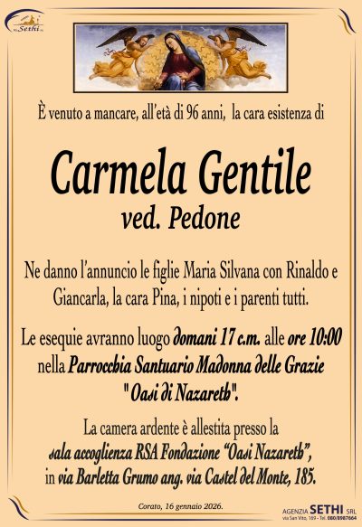 ANNUNCIO Carmela Gentile ved. Pedone senza foto