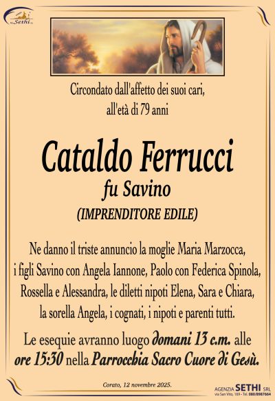 ANNUNCIO Cataldo Ferrucci fu Savino (IMPRENDITORE EDILE) senza foto