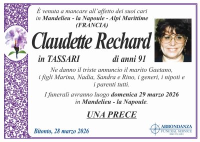 ANNUNCIO - Claudette Rechard