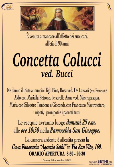 ANNUNCIO Concetta Colucci ved. Bucci senza foto