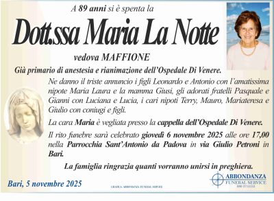 ANNUNCIO - DOTT.SSA MARIA LA NOTTE