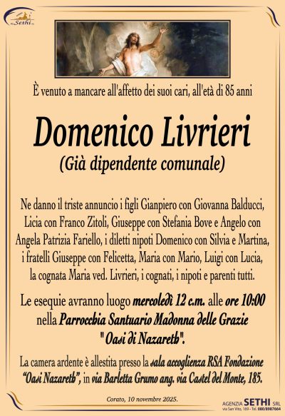 ANNUNCIO Domenico Livrieri (Già dipendente comunale) senza foto