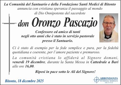 ANNUNCIO - Don Oronzo Pascazio