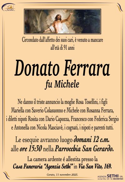 ANNUNCIO Donato Ferrara fu Michele senza foto