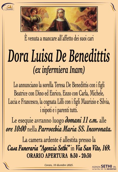 ANNUNCIO Dora Luisa De Benedittis senza foto
