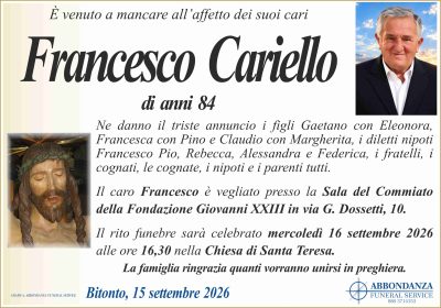 ANNUNCIO - FRANCESCO CARIELLO
