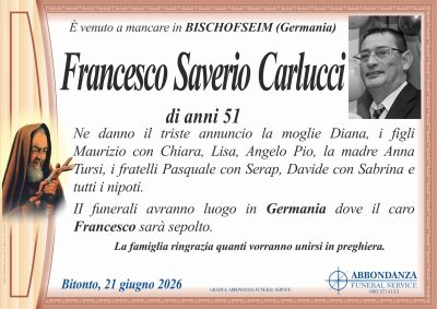 ANNUNCIO - FRANCESCO SAVERIO CARLUCCI
