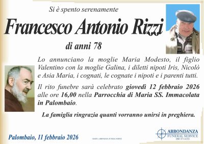 ANNUNCIO FRancesco Antonio Rizzi
