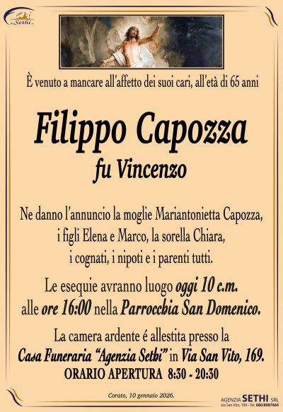 ANNUNCIO Filippo Capozza fu Vincenzo senza foto
