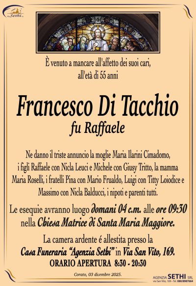 ANNUNCIO Francesco DI Tacchio fu Raffaele senza foto