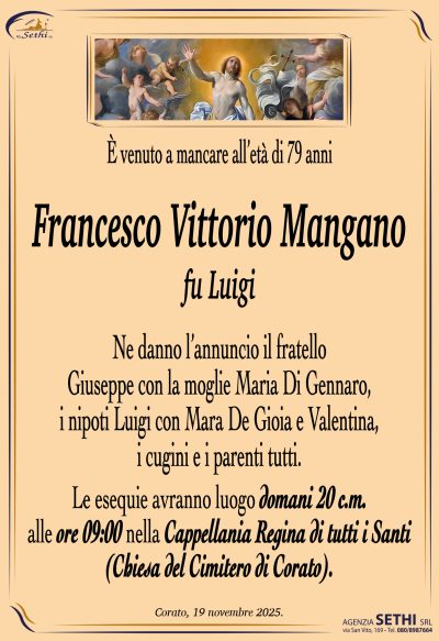 ANNUNCIO Francesco Vittorio Mangano senza foto