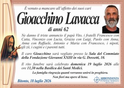 ANNUNCIO - GIOACCHINO LAVACCA