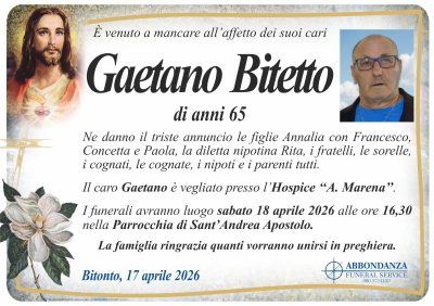ANNUNCIO Gaetano Bitetto