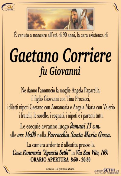 ANNUNCIO Gaetano Corriere fu Giovanni senza foto