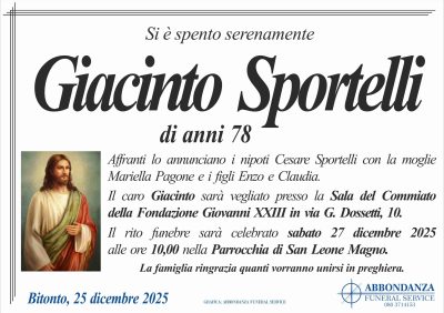 ANNUNCIO - Giacinto Sportelli