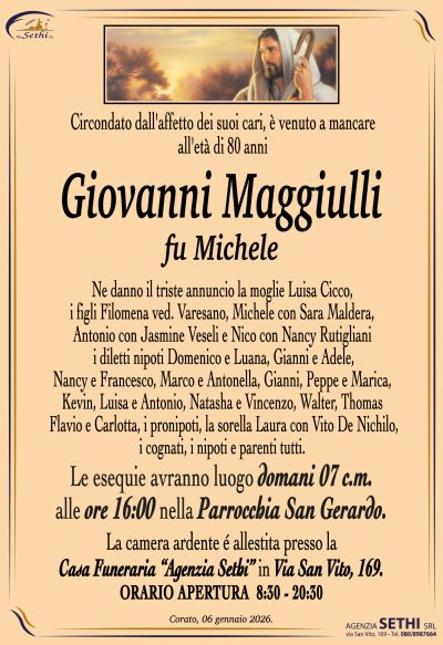 ANNUNCIO Giovanni Maggiulli fu Giovanni senza foto