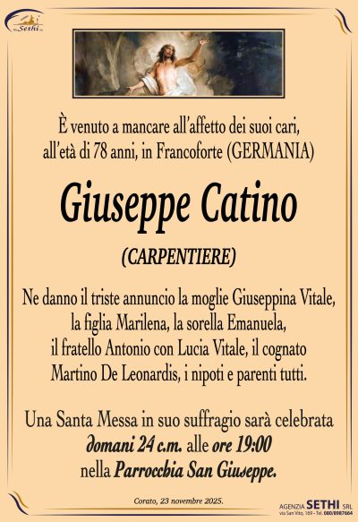ANNUNCIO Giuseppe Catino GERMANIA senza foto