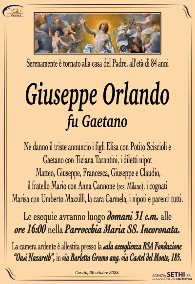 ANNUNCIO Giuseppe Orlando fu Gaetano senza foto