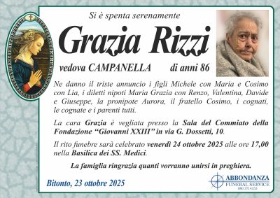 ANNUNCIO Grazia Rizzi ved. Campanella