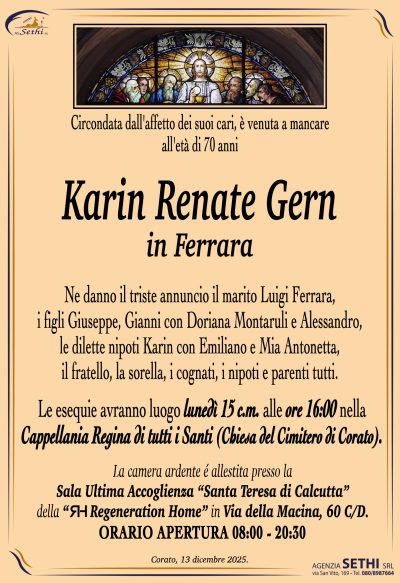 ANNUNCIO Karin Renate Gern in Ferrara senza foto