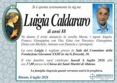 ANNUNCIO - LUIGIA CALDARARO