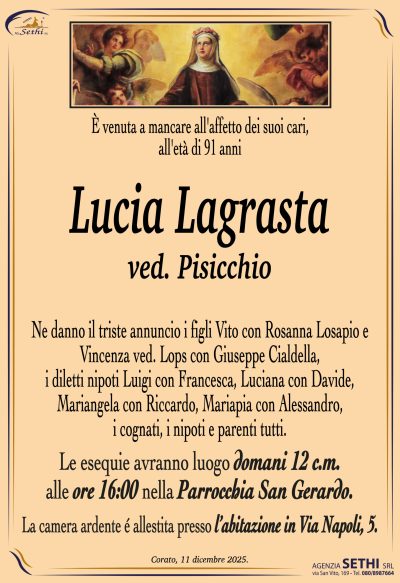 ANNUNCIO Lucia Lagrasta ved. Pisicchio senza foto