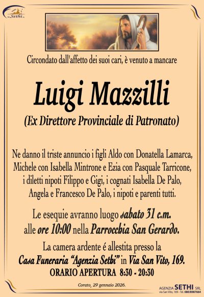 ANNUNCIO Luigi Mazzilli (Ex Direttore Provinciale di Patronato) senza foto