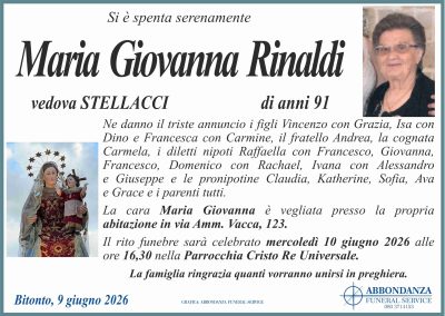 ANNUNCIO - MARIA GIOVANNA RINALDI