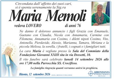 ANNUNCIO MARIA MEMOLI