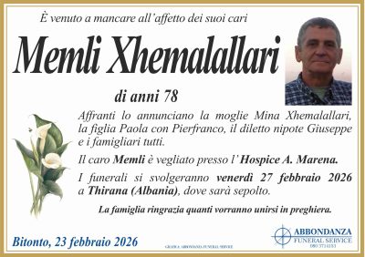 ANNUNCIO - MEMLI XHEMALALLARI