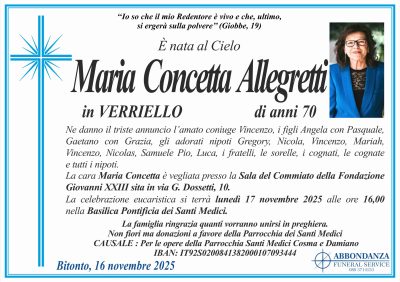 ANNUNCIO - Maria Concetta Allegretti