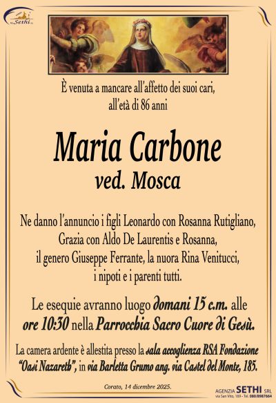 ANNUNCIO Maria (Mattea) Carbone ved. Mosca senza foto