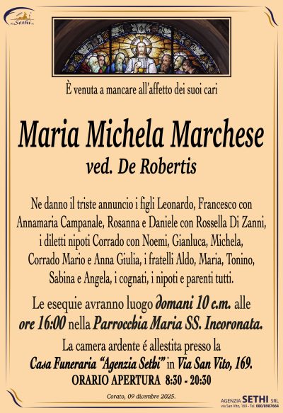ANNUNCIO Maria Michela Marchese ved. De Robertis senza foto