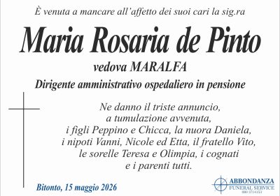 ANNUNCIO - Maria Rosaria de Pinto x Bitonto