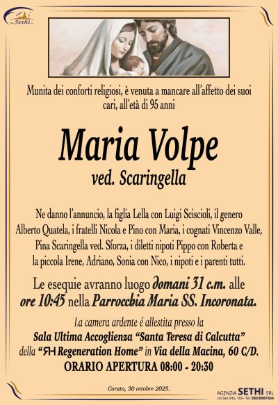 ANNUNCIO Maria Volpe ved. Scaringella senza foto