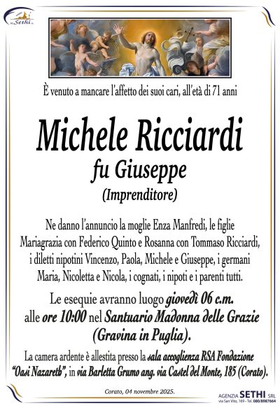 ANNUNCIO Michele Ricciardi fu Giuseppe (Imprenditore) senza foto