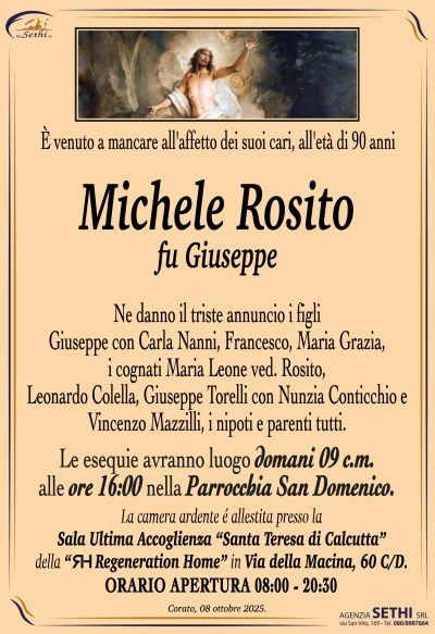 ANNUNCIO Michele Rosito fu Giuseppe senza foto