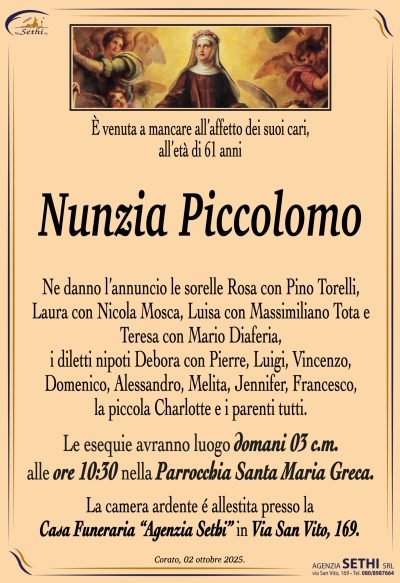 ANNUNCIO Nunzia Piccolomo senza foto