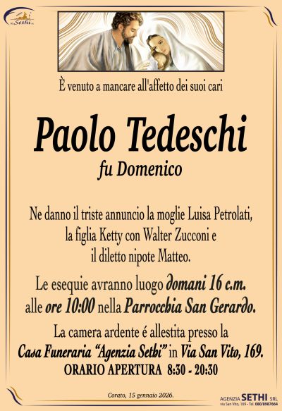 ANNUNCIO Paolo Tedeschi fu Domenico senza foto
