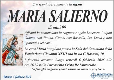 ANNUNCIO - SIG.NA MARIA SALIERNO